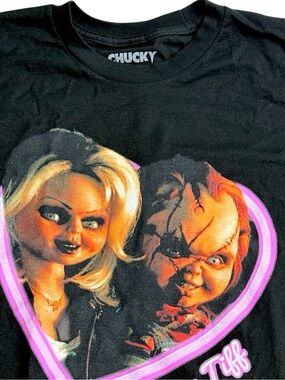 Chucky Tiffany Graphic T Shirt Horror Movie Tee Black Cotton Unisex Large